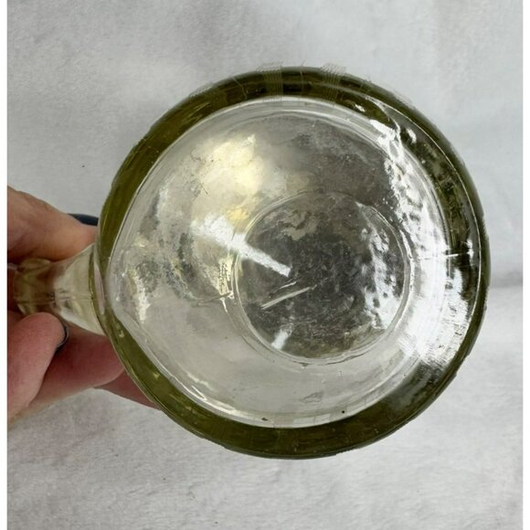 VTG Glass Syrup Pitcher With Metal Lid Etched Floral Design Marked E & JB 1916 - Picture 12 of 13